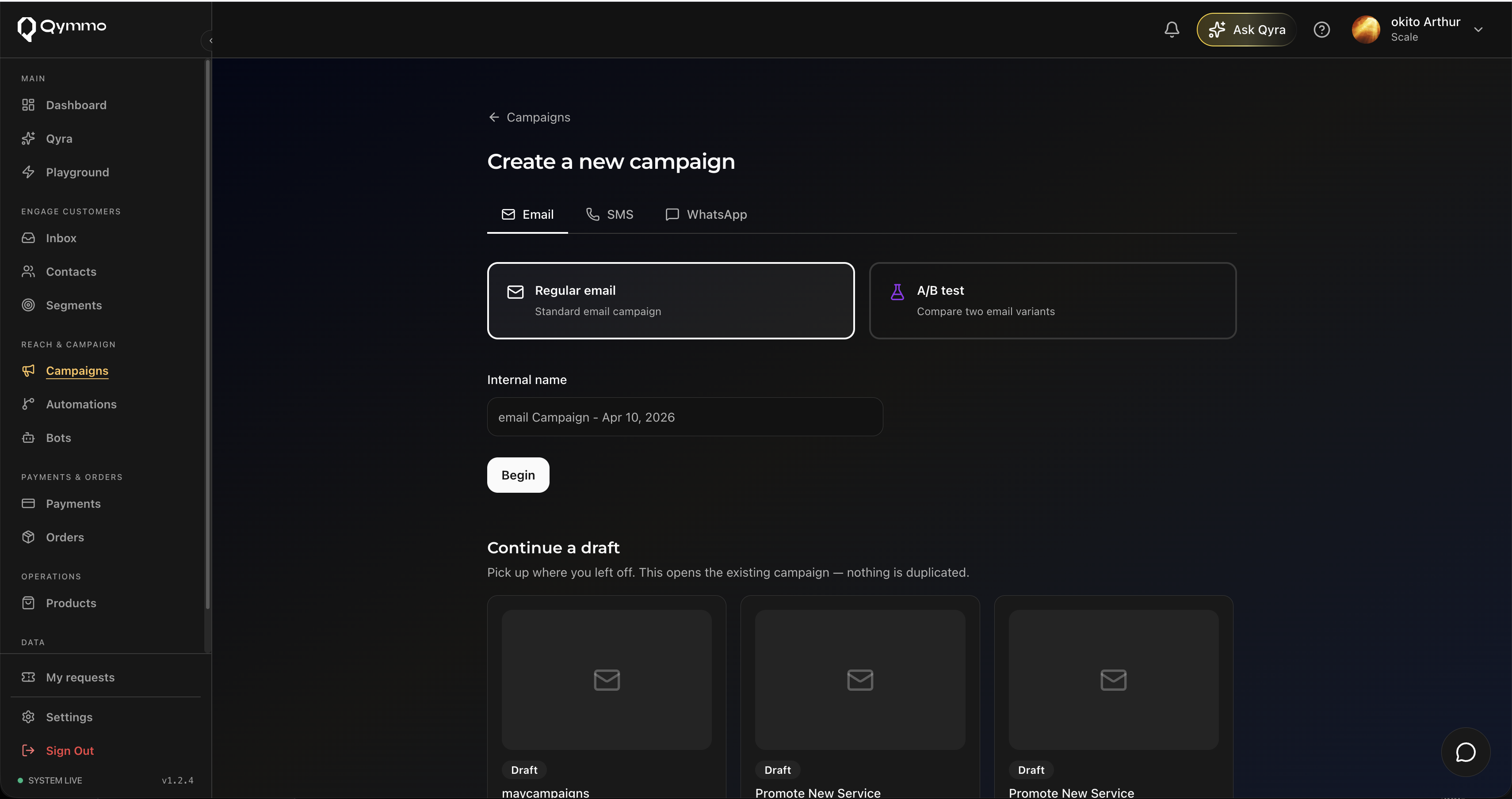 Qymmo dark dashboard preview